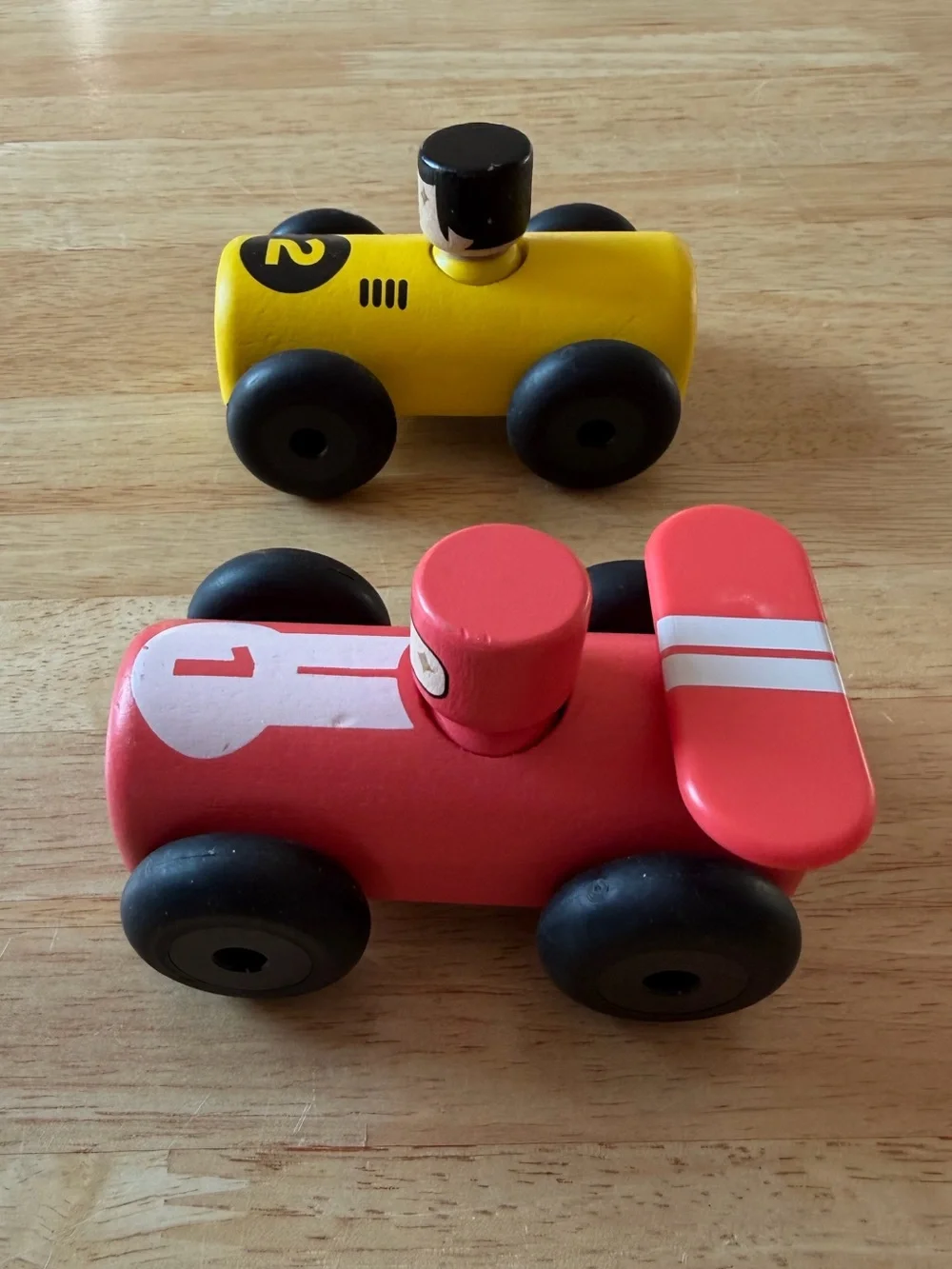 ($5 when bundled) FAO Schwarz Wooden Race Car Toy Set - used